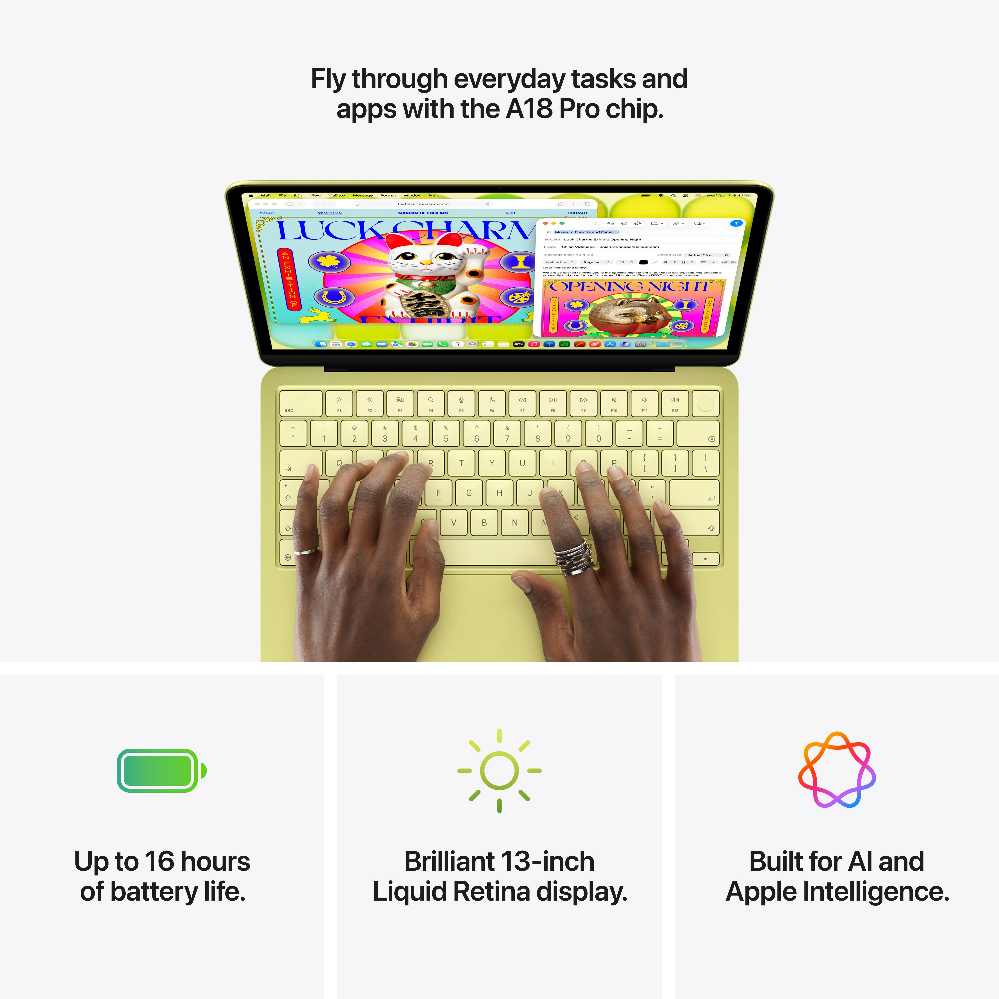 13-inch MacBook Neo: Apple A18 Pro chip with 6‑core CPU and 5‑core GPU, Magic Keyboard with Touch ID, 512GB SSD - Citrus - Image 9