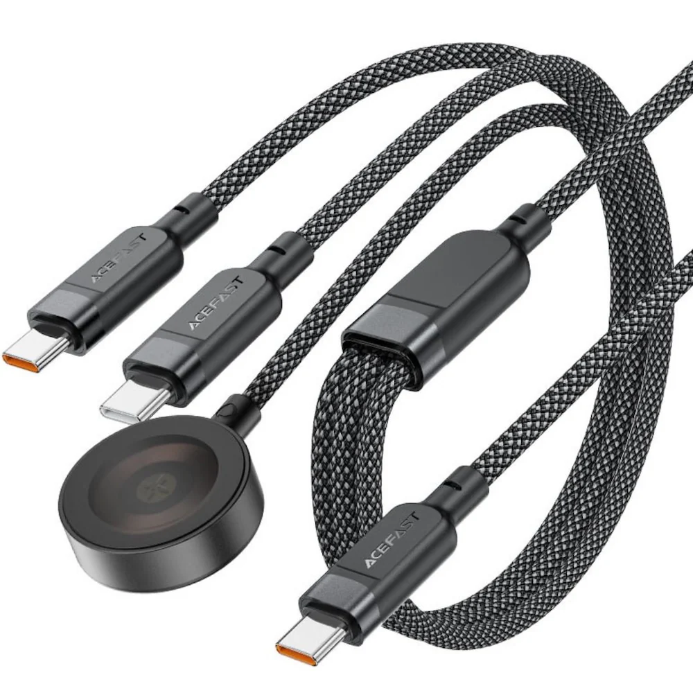 Acefast C6-11 USB-C 3-in-1 100W Intelligent Balance Charging Data Cable - Black