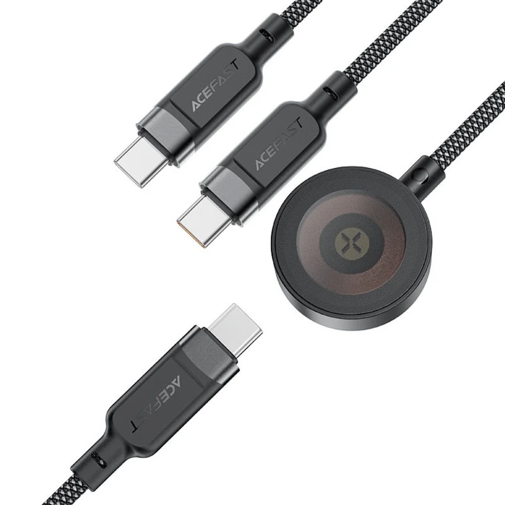 Acefast C6-11 USB-C 3-in-1 100W Intelligent Balance Charging Data Cable - Black - Image 2