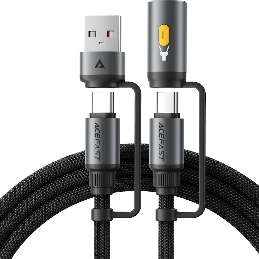 Acefast Charging Data Cable J5 USB-C to USB-A/LED Light - Black