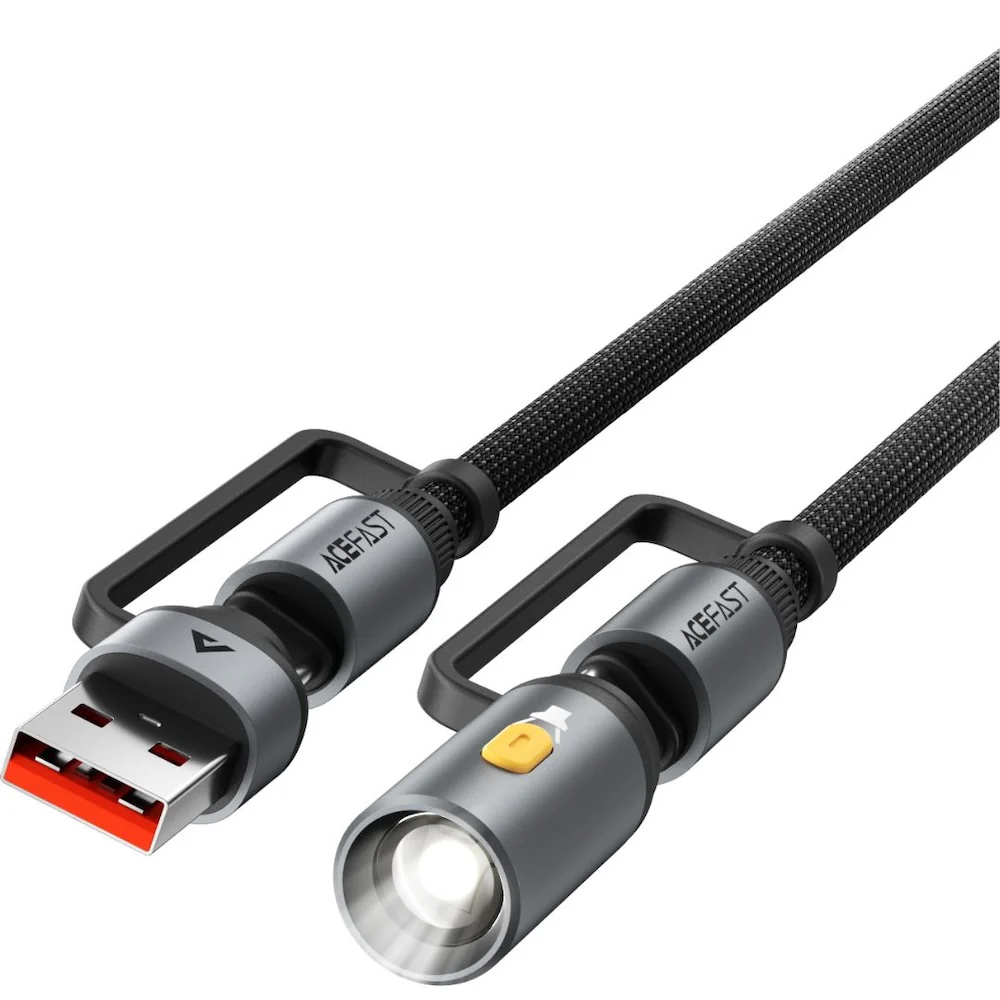 Acefast Charging Data Cable J5 USB-C to USB-A/LED Light - Black - Image 2
