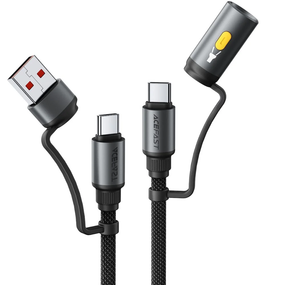 Acefast Charging Data Cable J5 USB-C to USB-A/LED Light - Black - Image 3
