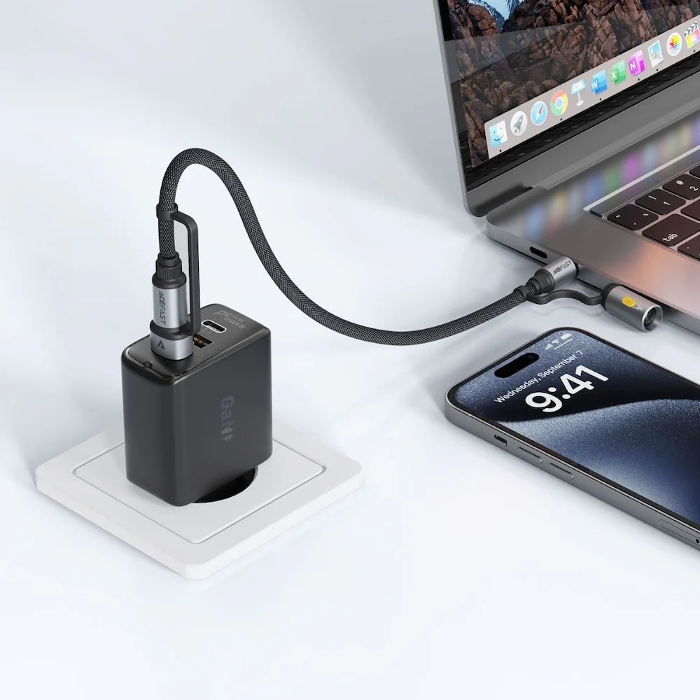 Acefast Charging Data Cable J5 USB-C to USB-A/LED Light - Black - Image 6