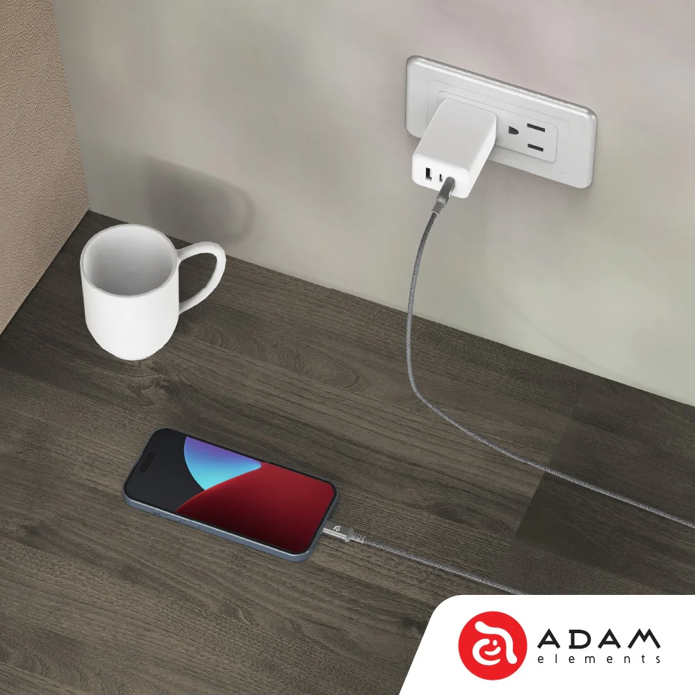 Adam Elements CASA S120 USB-C to USB-C 60W Charging Cable 120cm - Grey - Image 2