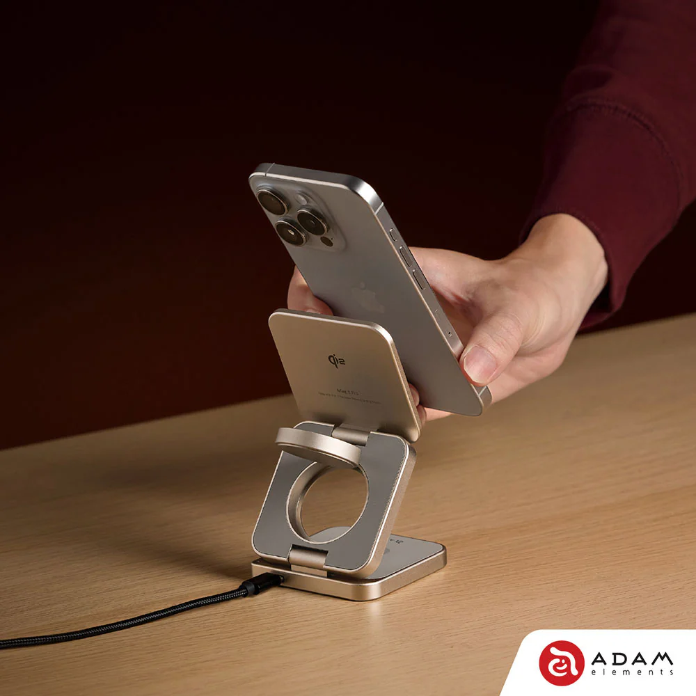 Adam Elements Mag 3 Pro Qi2 3-in-1 Foldable Travel Charging Station - Grey - Image 3
