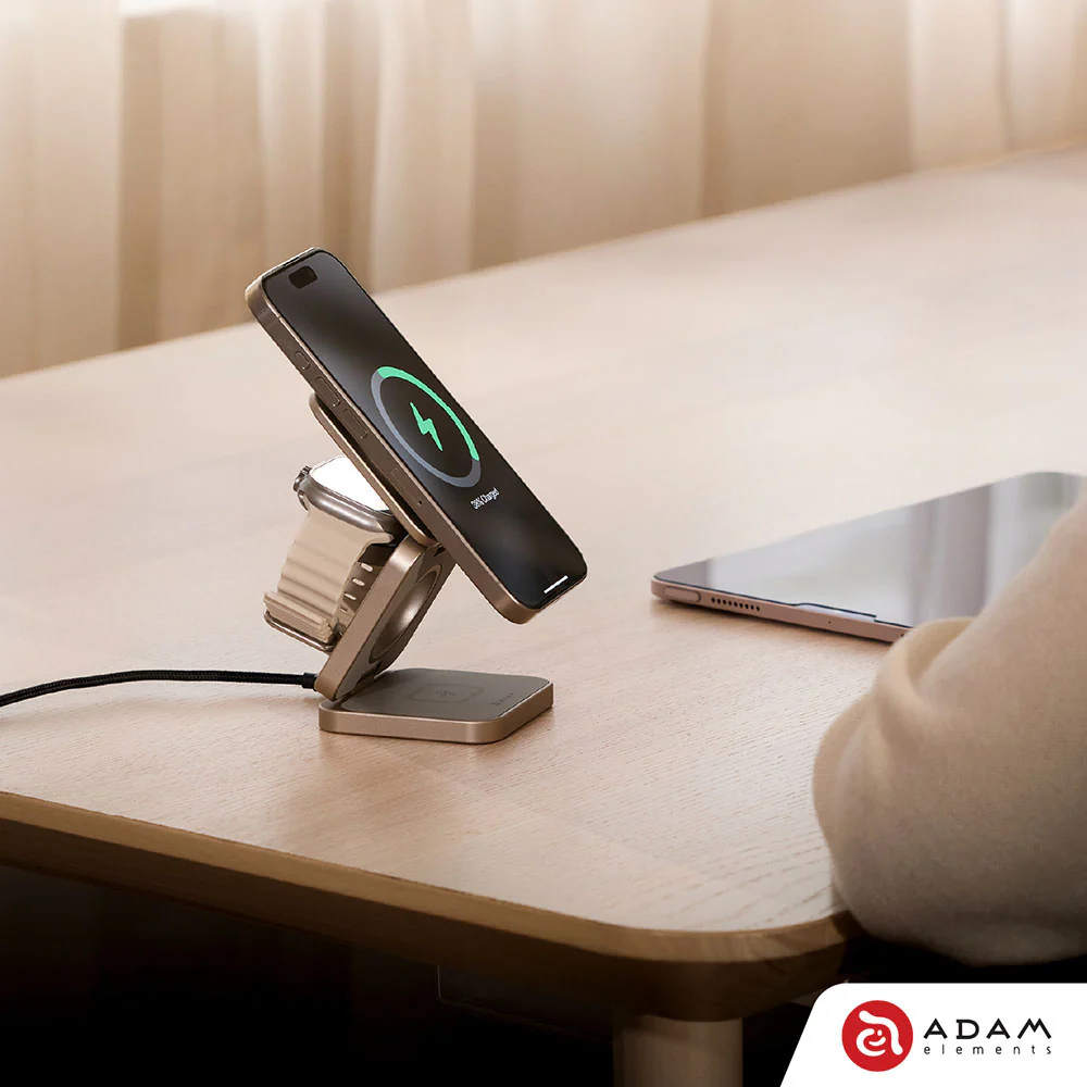 Adam Elements Mag 3 Pro Qi2 3-in-1 Foldable Travel Charging Station - Grey - Image 4