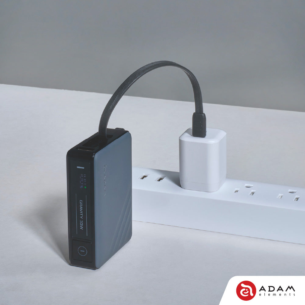 Adam Elements GRAVITY 30W Fast Charging Power Bank with Built-In Cable - Grey - Image 6