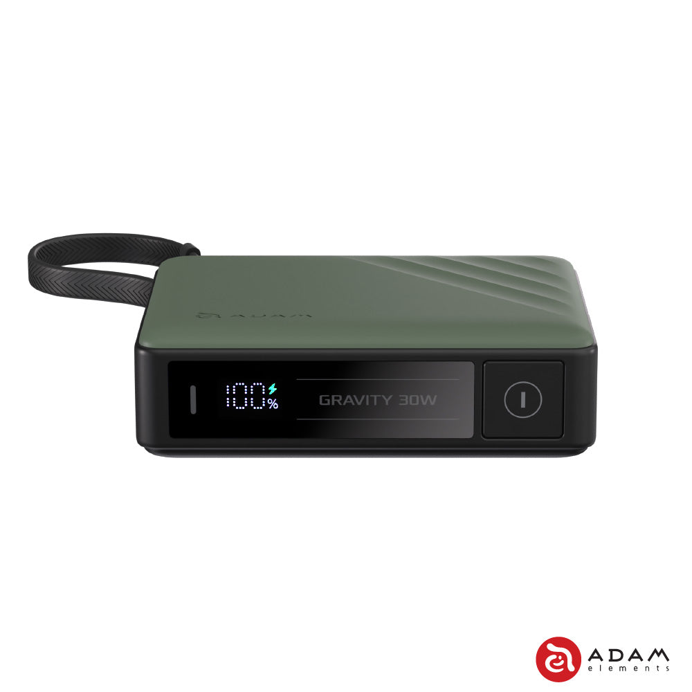 Adam Elements GRAVITY 30W Fast Charging Power Bank with Built-In Cable - Green - Image 2