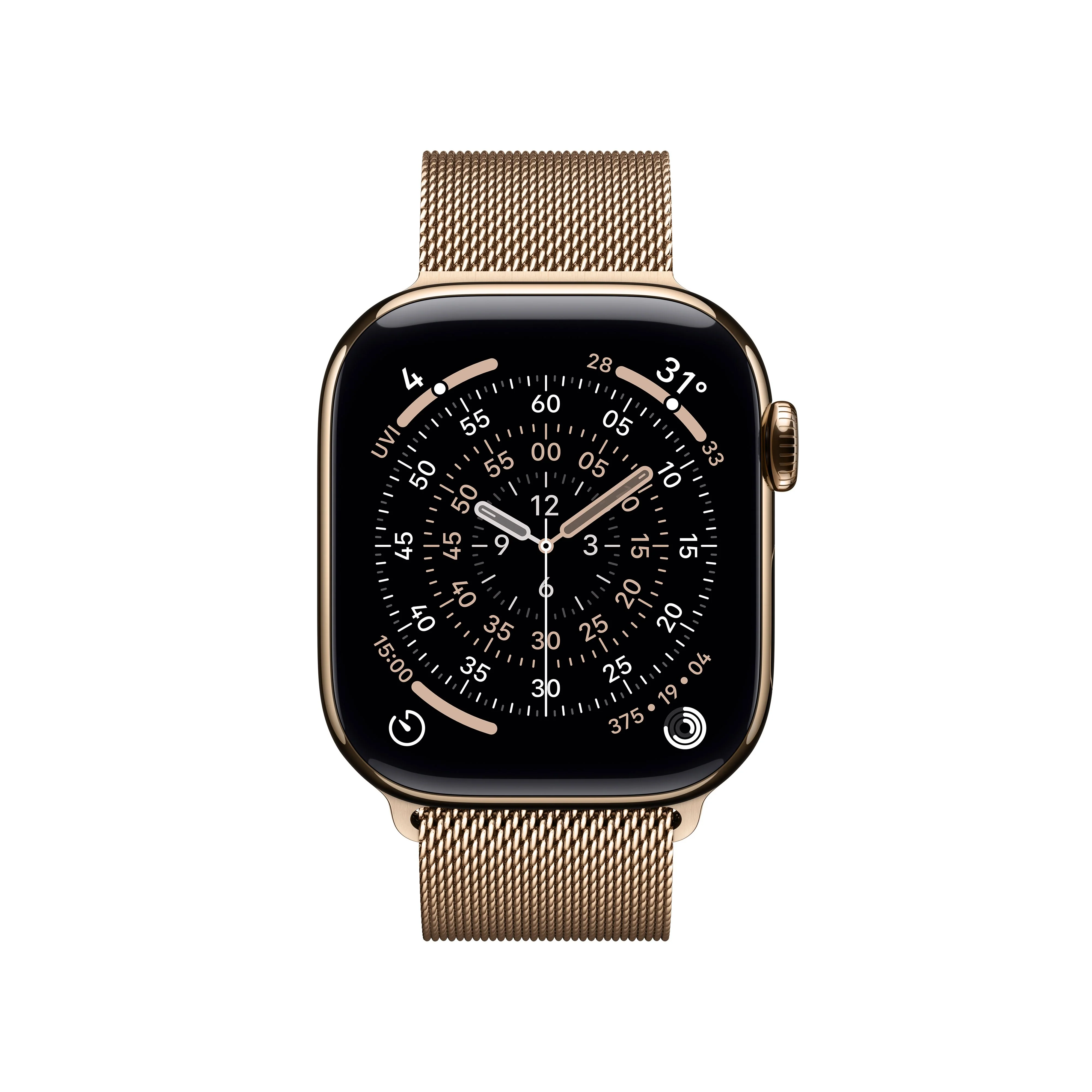 Apple Watch Series 11 GPS + Cellular 42mm Gold Titanium Case with Gold Milanese Loop - Image 2