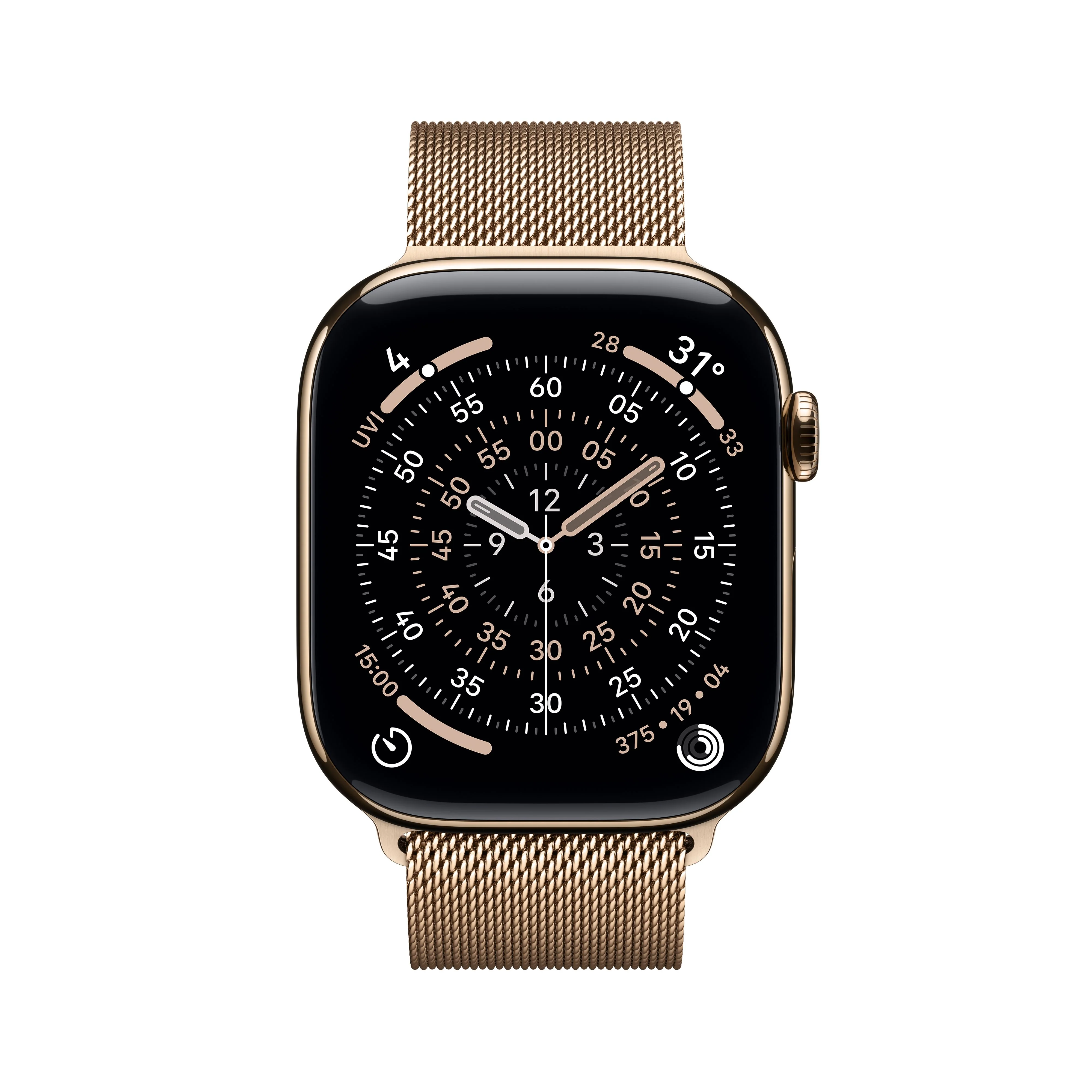 Apple Watch Series 11 GPS + Cellular 46mm Gold Titanium Case with Gold Milanese Loop - S/M - Image 2