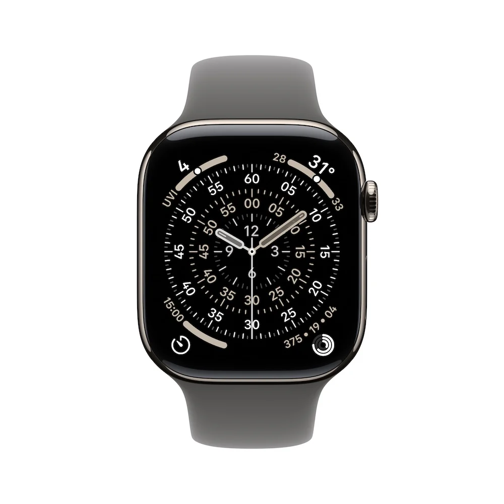Apple Watch Series 11 GPS + Cellular 42mm Natural Titanium Case with Stone Grey Sport Band - M/L - Image 2