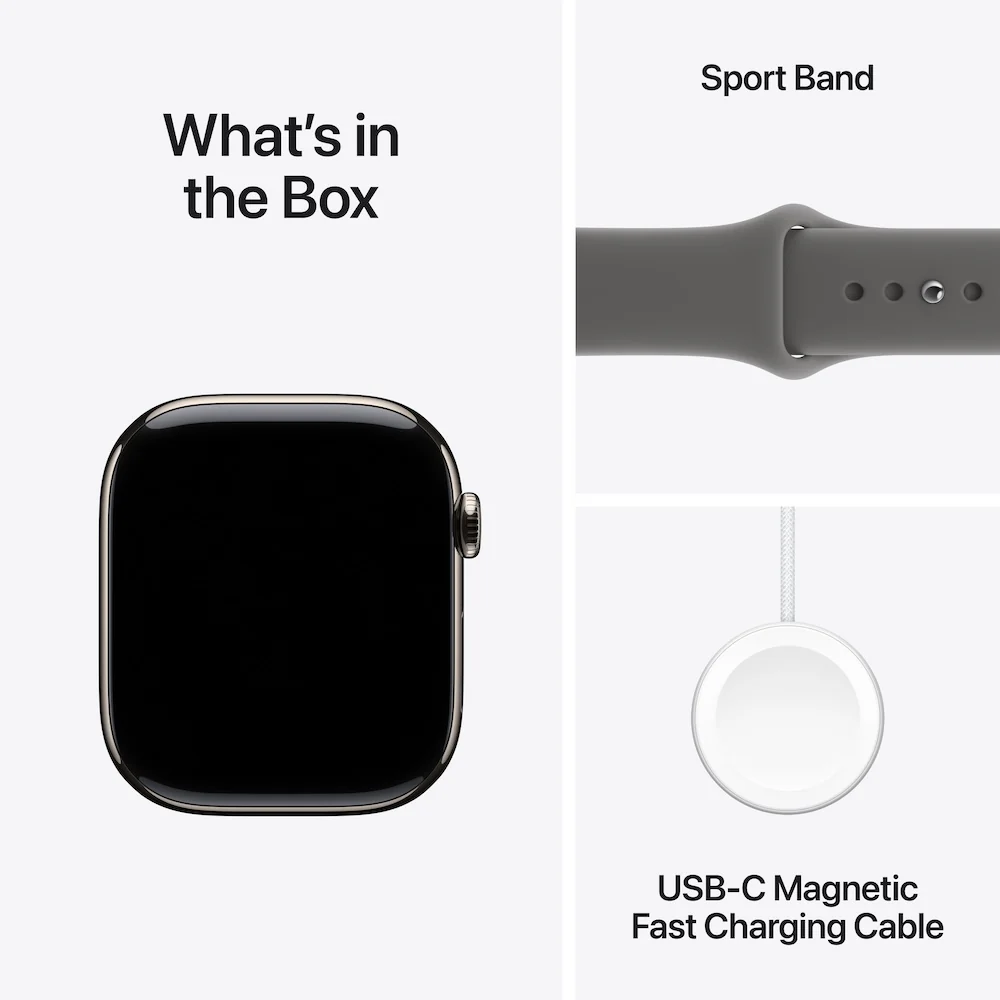 Apple Watch Series 11 GPS + Cellular 42mm Natural Titanium Case with Stone Grey Sport Band - M/L - Image 9
