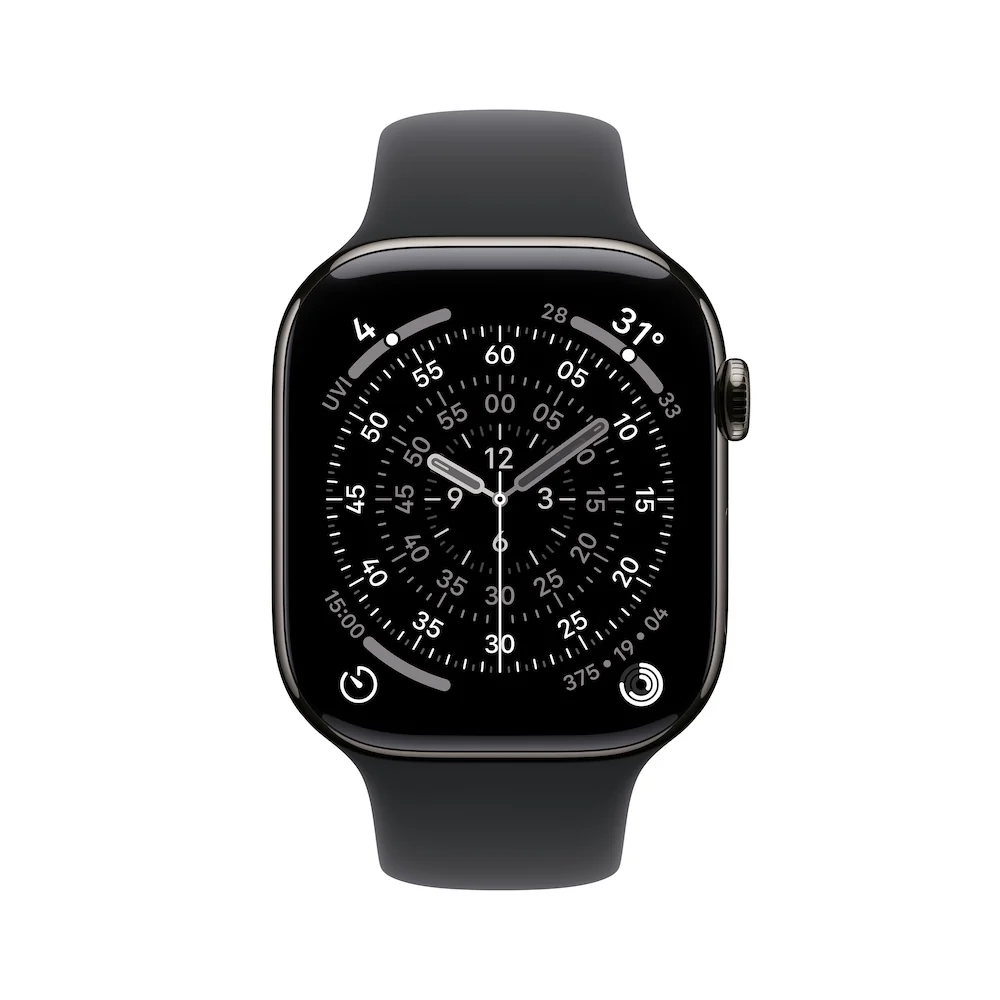 Apple Watch Series 11 GPS + Cellular 42mm Slate Titanium Case with Black Sport Band - S/M - Image 2