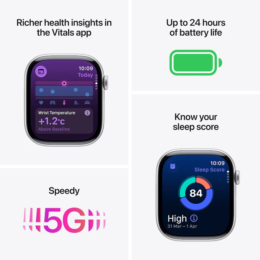 Apple Watch Series 11 GPS + Cellular 42mm Slate Titanium Case with Black Sport Band - S/M - Image 3