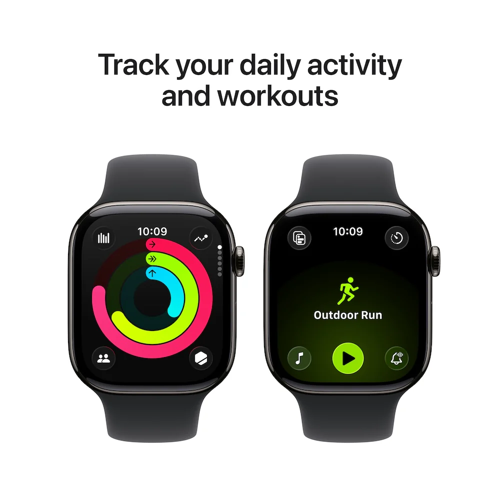 Apple Watch Series 11 GPS + Cellular 42mm Slate Titanium Case with Black Sport Band - S/M - Image 4