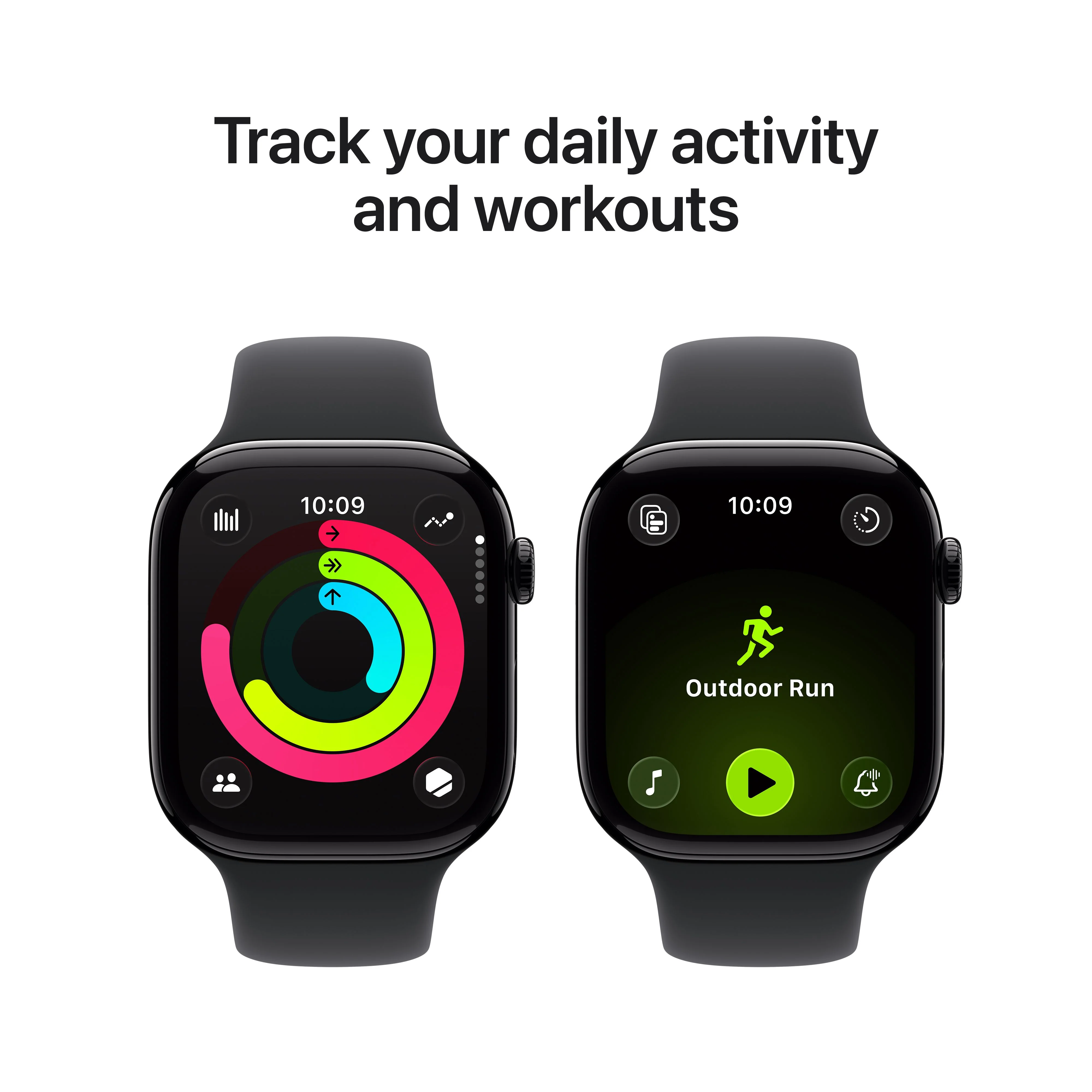 Apple Watch Series 11 GPS + Cellular 46mm Jet Black Aluminium Case with Black Sport Band - S/M - Image 4