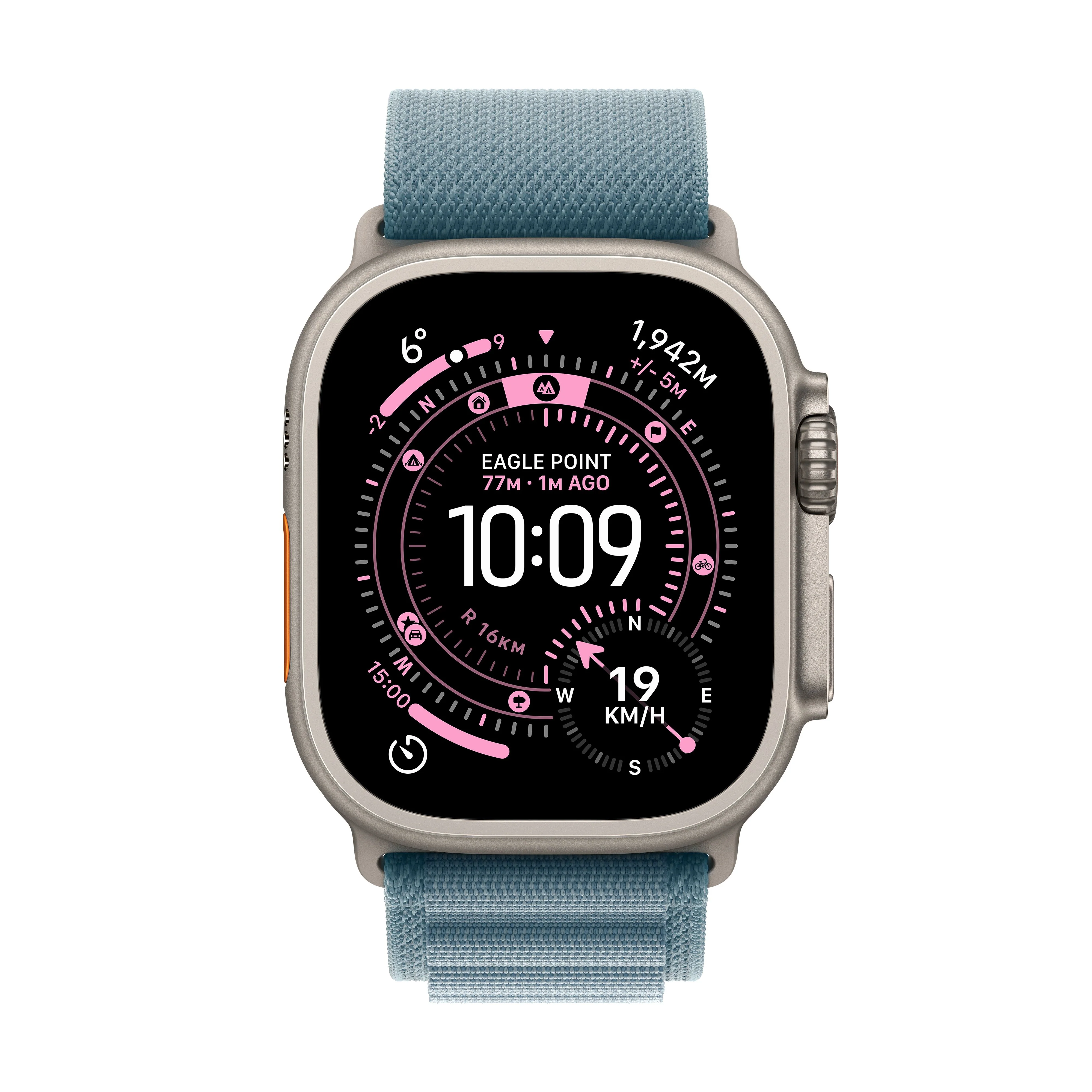 Apple Watch Ultra 3 GPS + Cellular 49mm Natural Titanium Case with Light Blue Alpine Loop - Small - Image 2