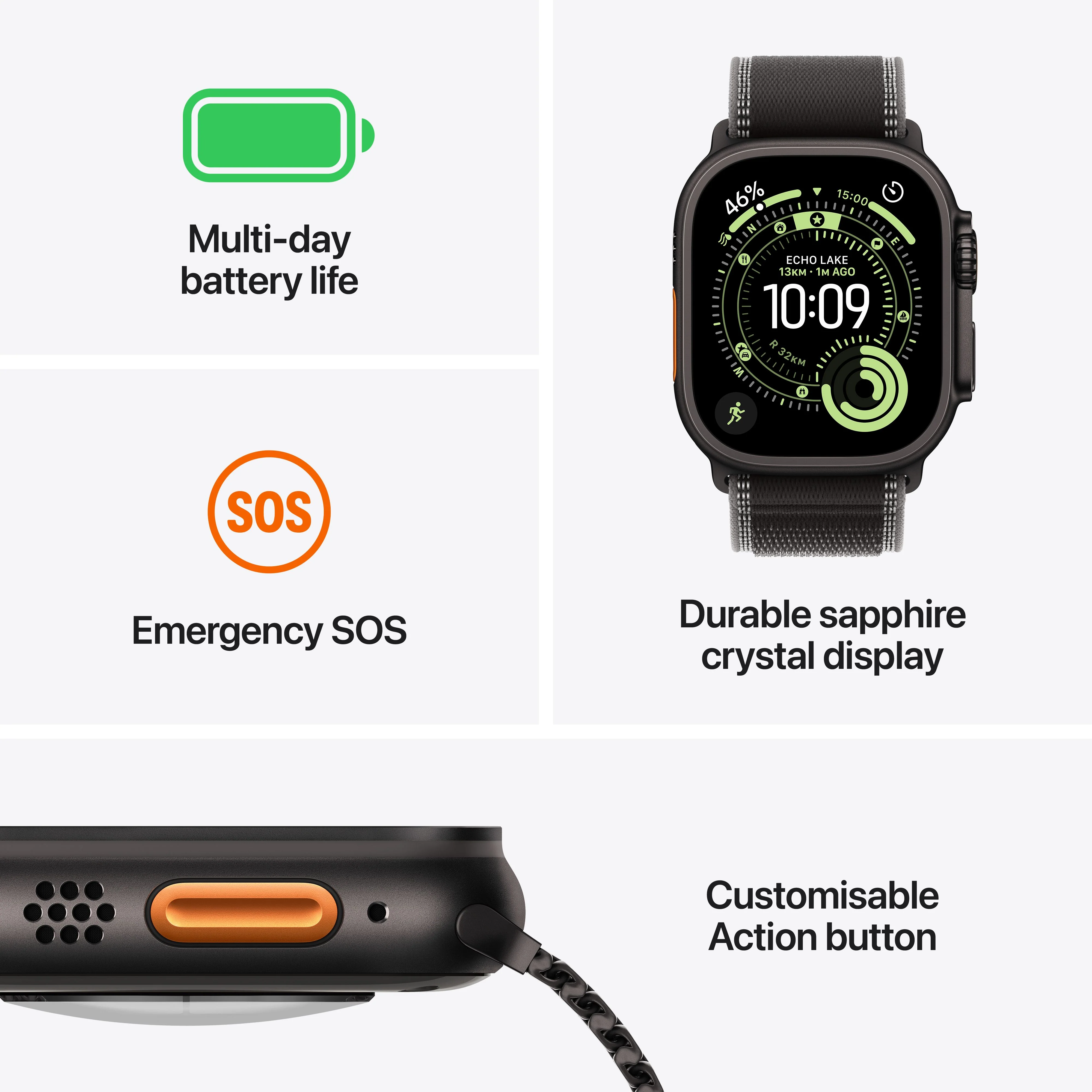 Apple Watch Ultra 3 GPS + Cellular 49mm Natural Titanium Case with Light Blue Alpine Loop - Small - Image 3