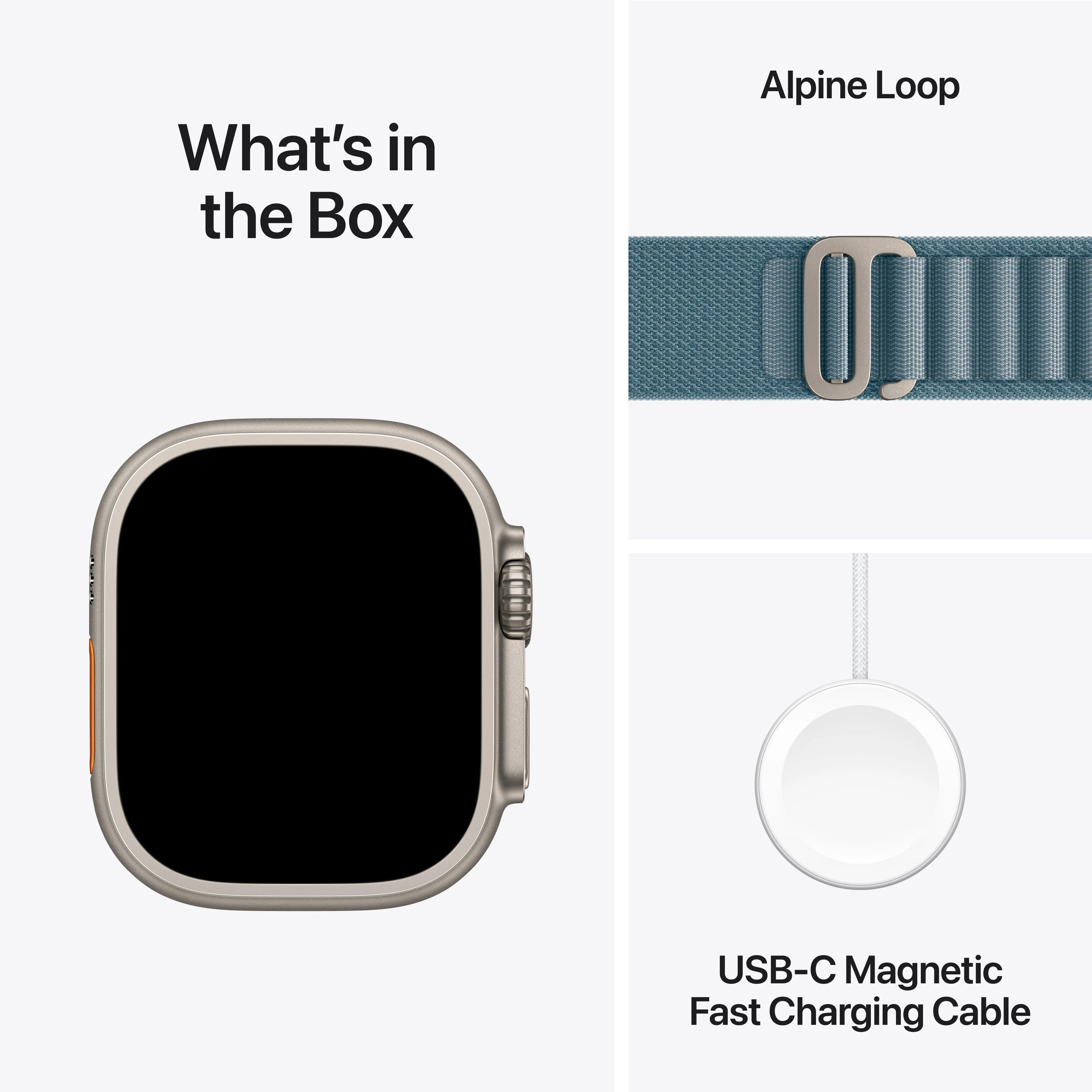 Apple Watch Ultra 3 GPS + Cellular 49mm Natural Titanium Case with Light Blue Alpine Loop - Small - Image 8