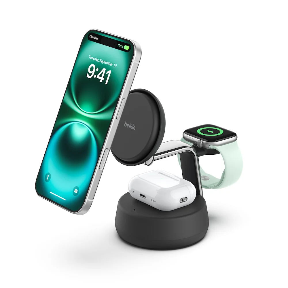 Belkin UltraCharge Pro 3-in-1 Magnetic Charging Dock with Qi2 25W - Charcoal