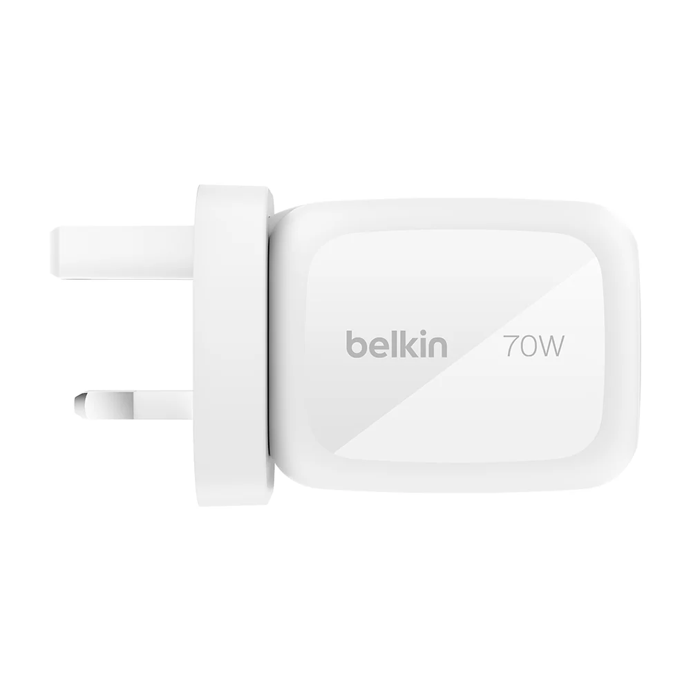 Belkin 70W 3-port GAN Wall Charger with Travel Plug & Travel Pouch White - Image 3