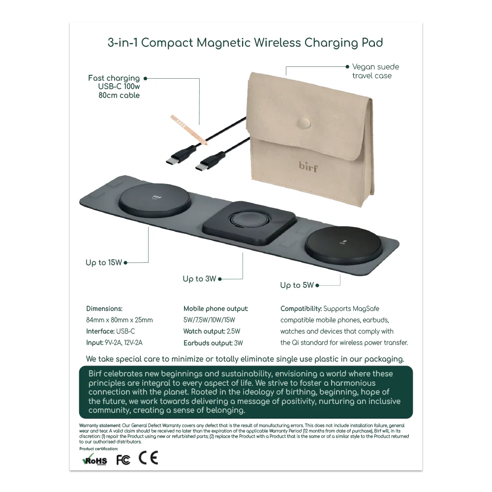 Birf 3-in-1 Compact Magnetic Wireless Charging Pad - Image 2