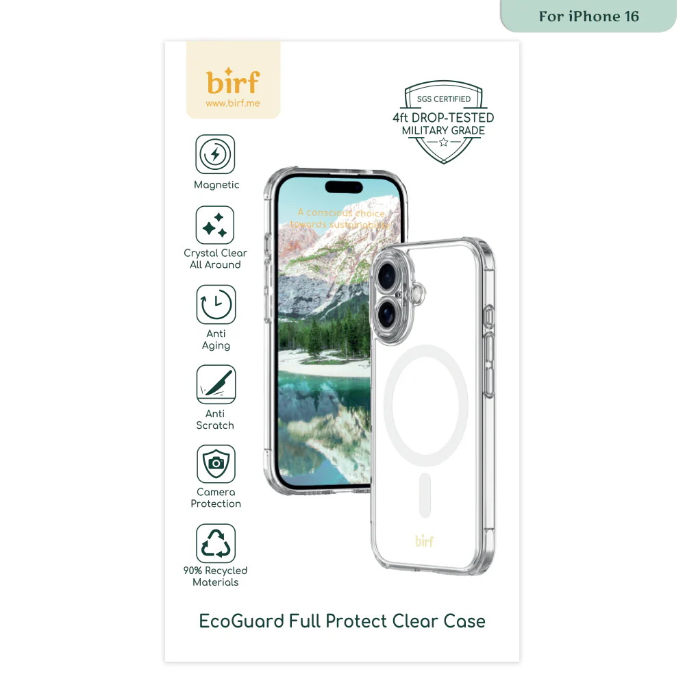 Birf iPhone 16 Magsafe EcoGuard Full Protect Clear Case