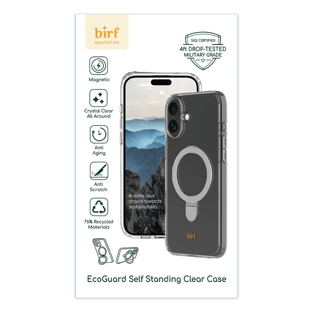 Birf iPhone 16 Magsafe EcoGuard Self Standing Clear Case