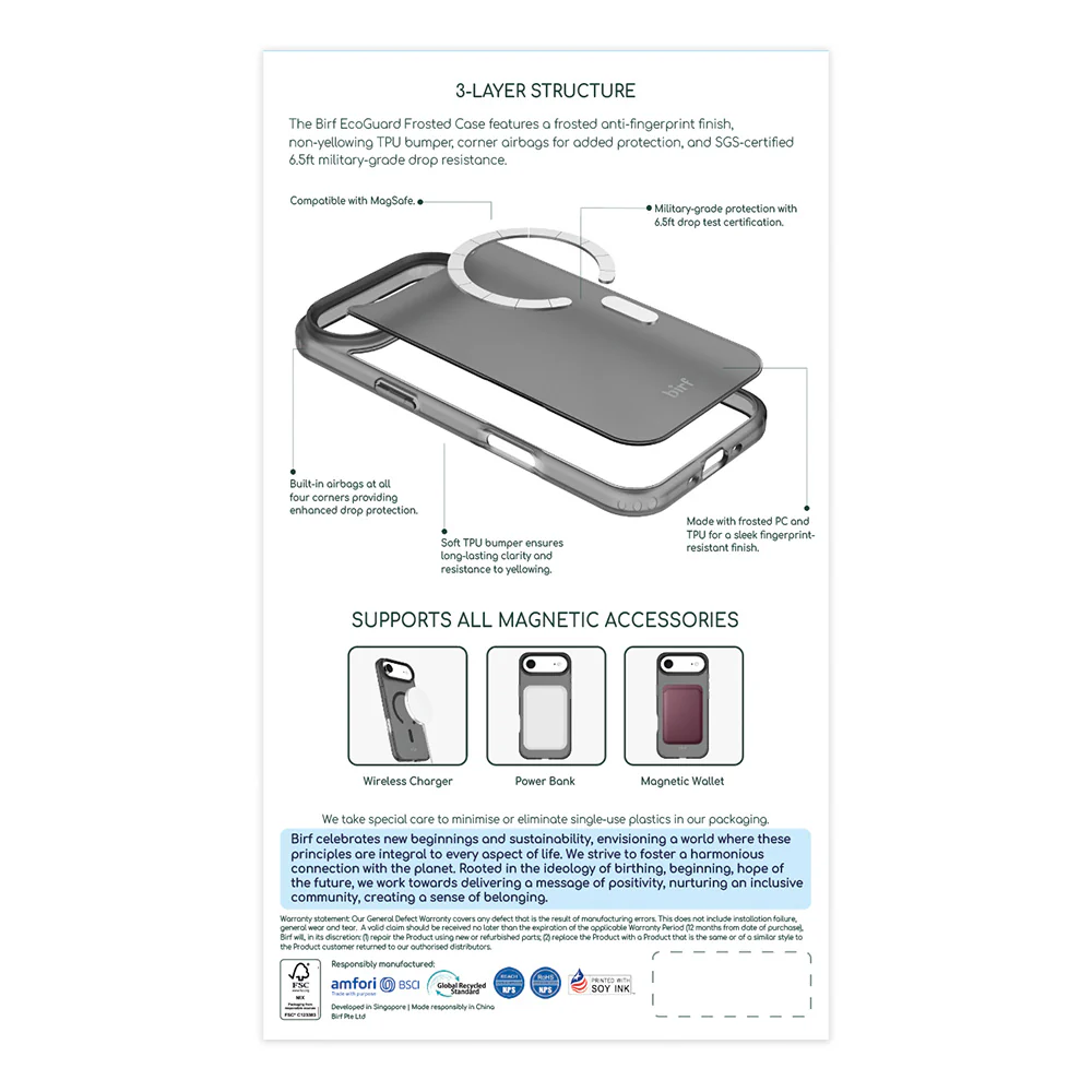 Birf Magsafe EcoGuard Frosted Case iPhone Air Black - Image 2