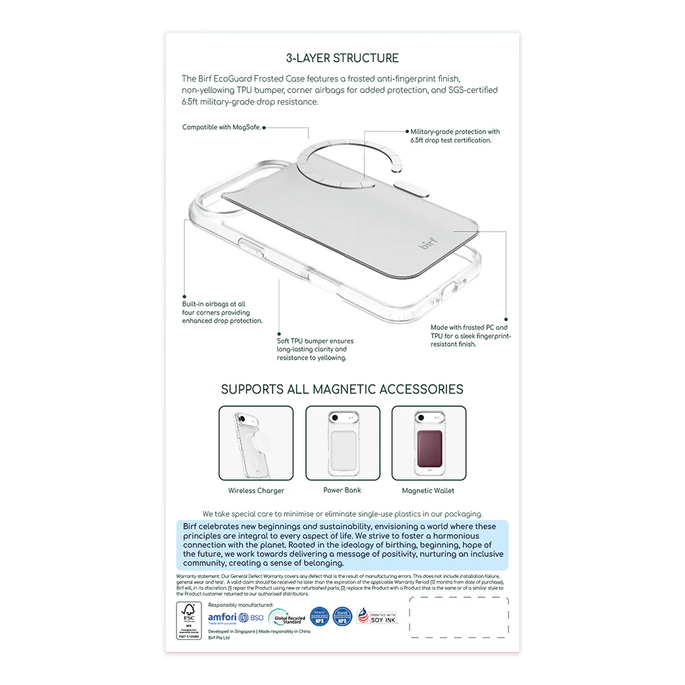 Birf Magsafe EcoGuard Frosted Case iPhone Air Clear - Image 2