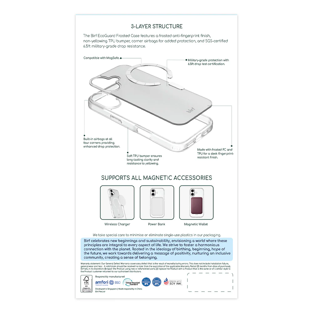 Birf Magsafe EcoGuard Frosted Case iPhone 17 Clear - Image 2