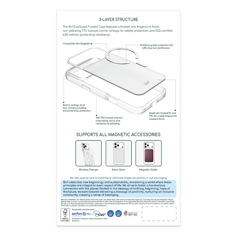 Birf Magsafe EcoGuard Frosted Case iPhone 17 Pro Max Clear - Image 2