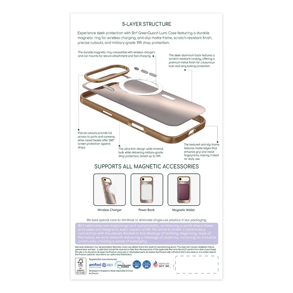 Birf Magsafe GreenGuard Lumi Case iPhone Air Rose Gold - Image 2