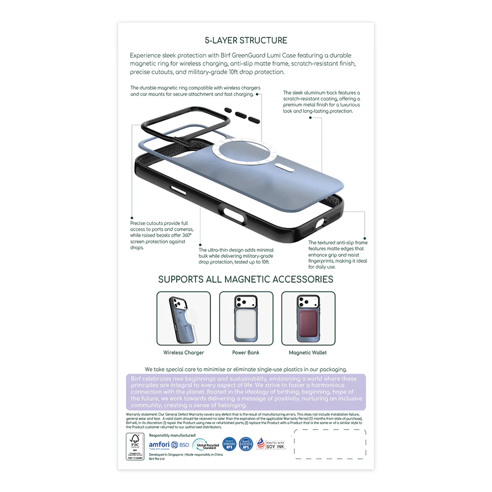 Birf Magsafe GreenGuard Lumi Case iPhone 17 Pro Max Blue Gold - Image 2