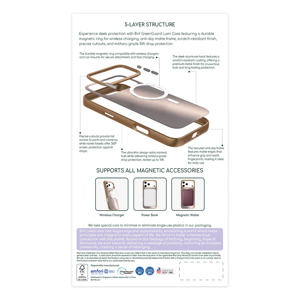Birf Magsafe GreenGuard Lumi Case iPhone 17 Pro Rose Gold - Image 2
