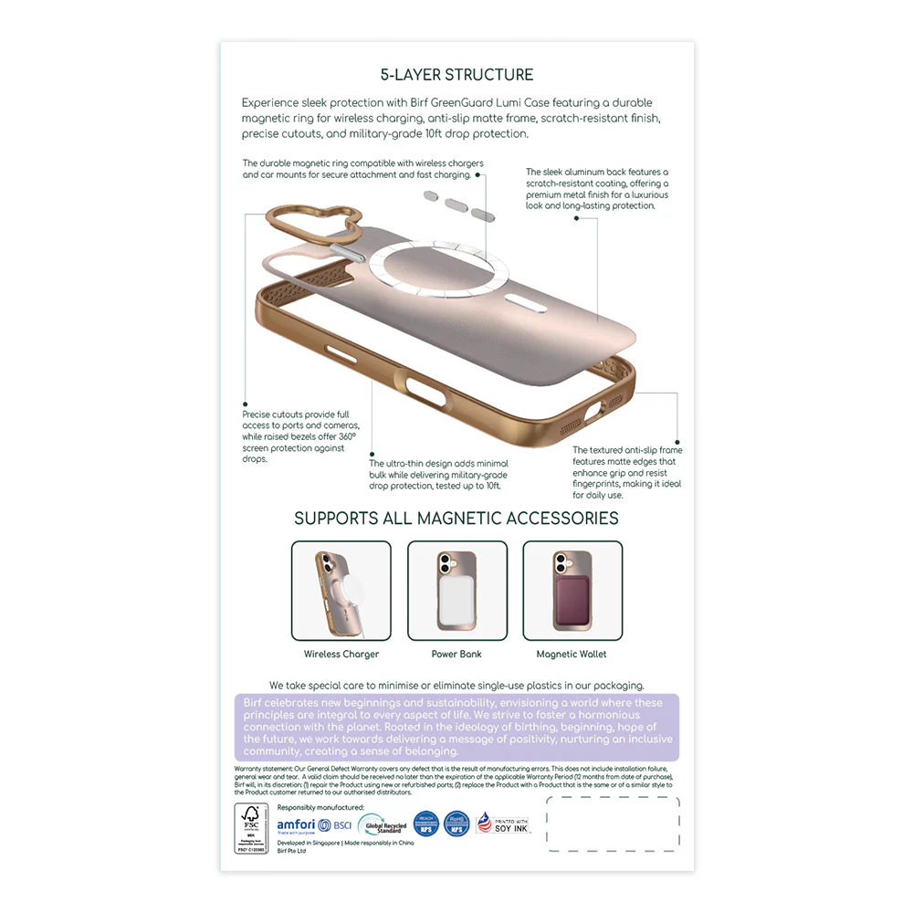Birf Magsafe GreenGuard Lumi Case iPhone 17 Rose Gold - Image 2