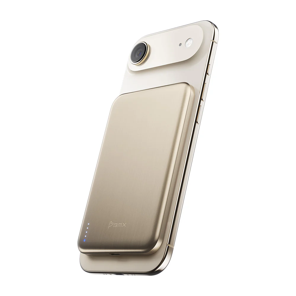 BMX SolidSafe Air 5000mAh Solid-State Qi2 Magnetic Power Bank Gold - Image 2