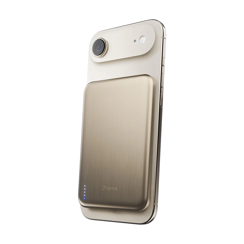 BMX SolidSafe Air 5000mAh Solid-State Qi2 Magnetic Power Bank Gold - Image 3