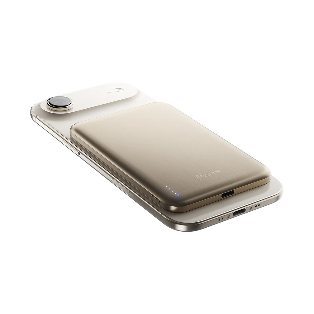 BMX SolidSafe Air 5000mAh Solid-State Qi2 Magnetic Power Bank Gold - Image 5