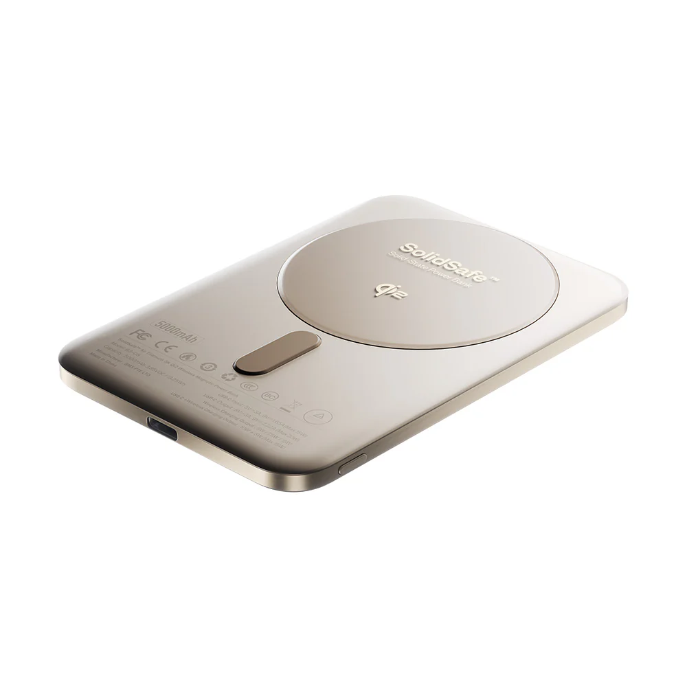 BMX SolidSafe Air 5000mAh Solid-State Qi2 Magnetic Power Bank Gold - Image 7