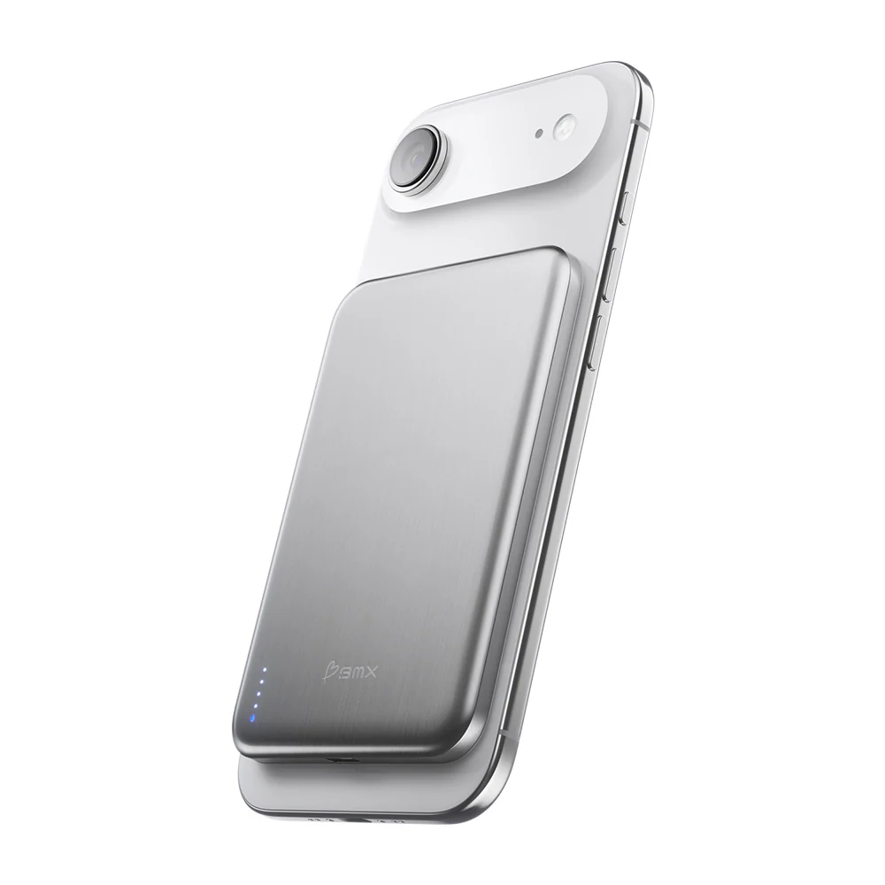 BMX SolidSafe Air 5000mAh Solid-State Qi2 Magnetic Power Bank Silver - Image 2