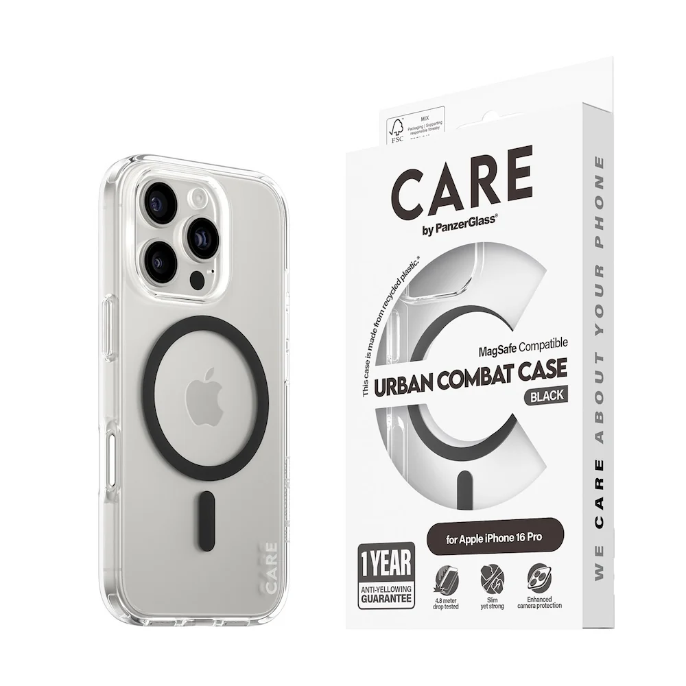 CARE by PanzerGlass Case Flagship Black MagSafe for iPhone 16 Pro