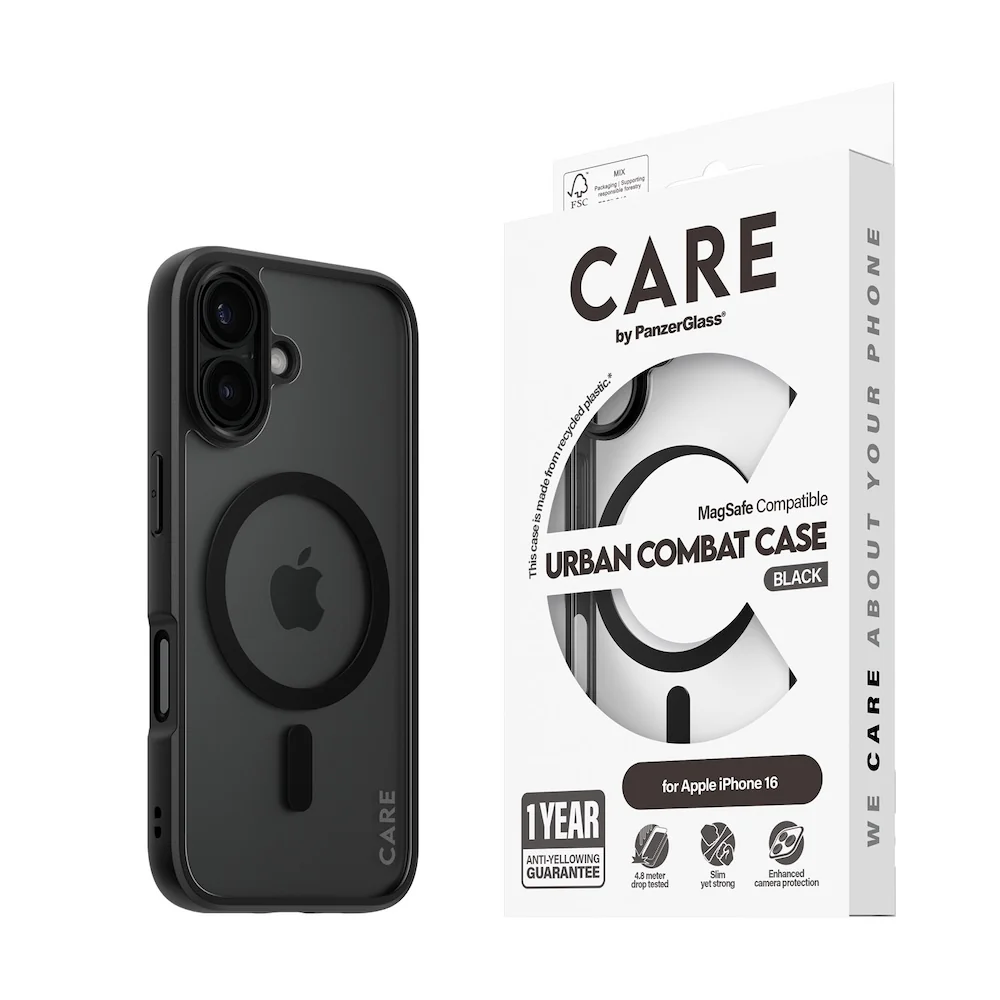 CARE by PanzerGlass Case Flagship Urban Combat Black MagSafe for iPhone 16