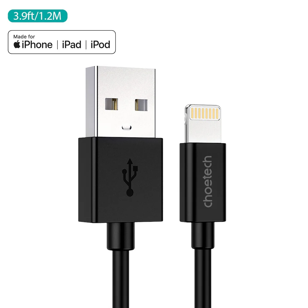 Choetech MFI USB-A to Lightning 1.2m Cable - Black
