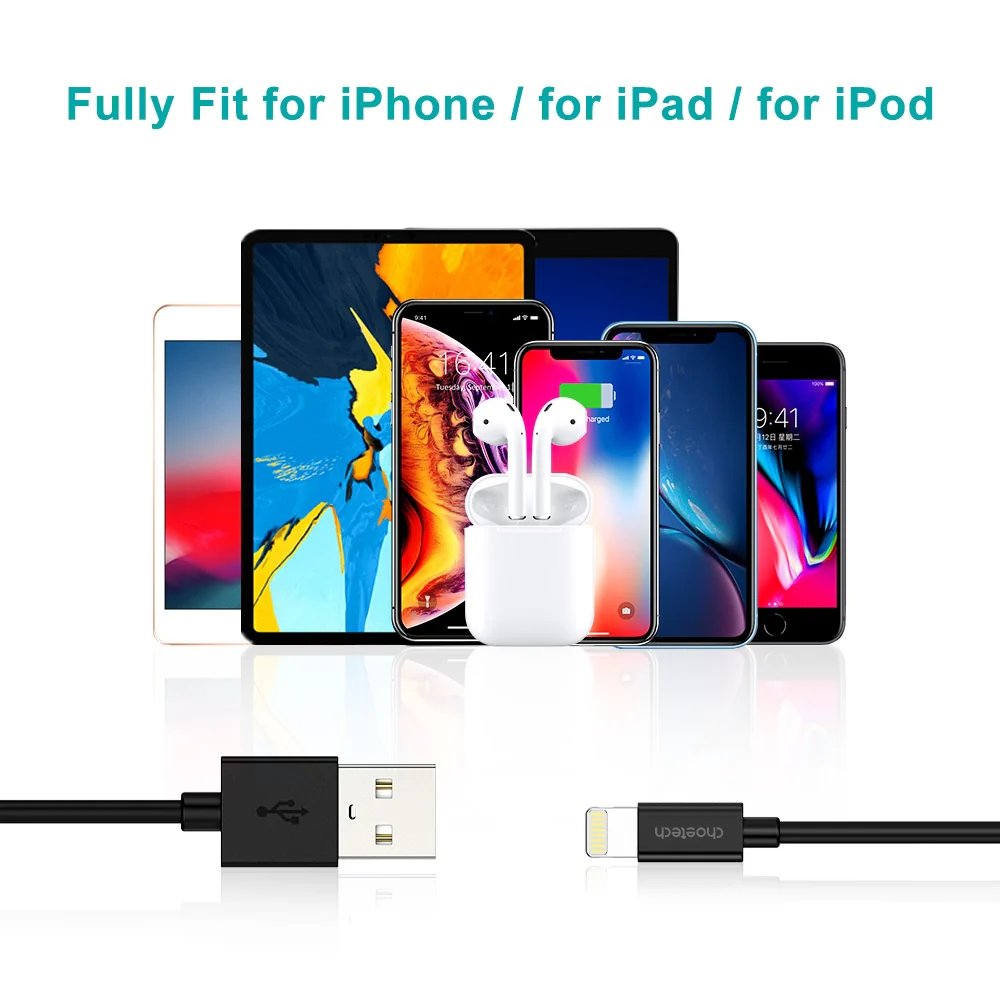 Choetech MFI USB-A to Lightning 1.2m Cable - Black - Image 7