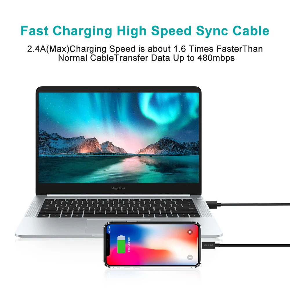 Choetech MFI USB-A to Lightning 1.8m Cable - Black - Image 6