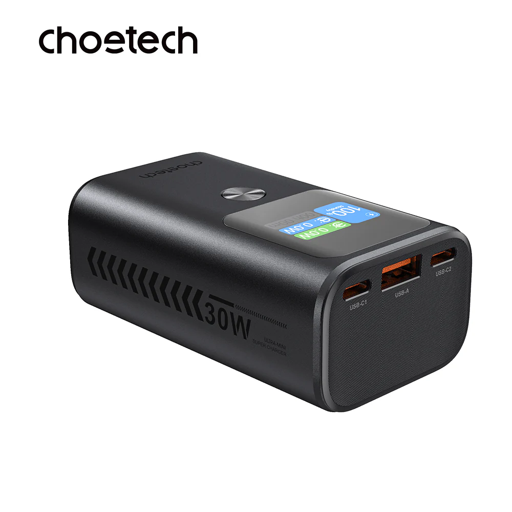 Choetech 10,000mAh PD30W 3Ports & TFT Display Aluminium-alloy Premium Power Bank - Image 2