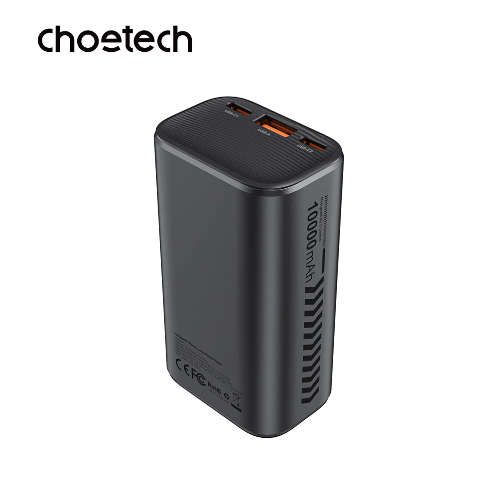 Choetech 10,000mAh PD30W 3Ports & TFT Display Aluminium-alloy Premium Power Bank - Image 3