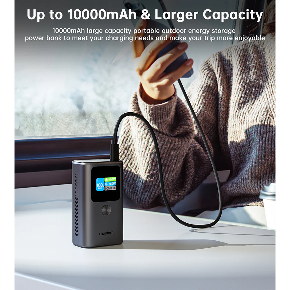 Choetech 10,000mAh PD30W 3Ports & TFT Display Aluminium-alloy Premium Power Bank - Image 6