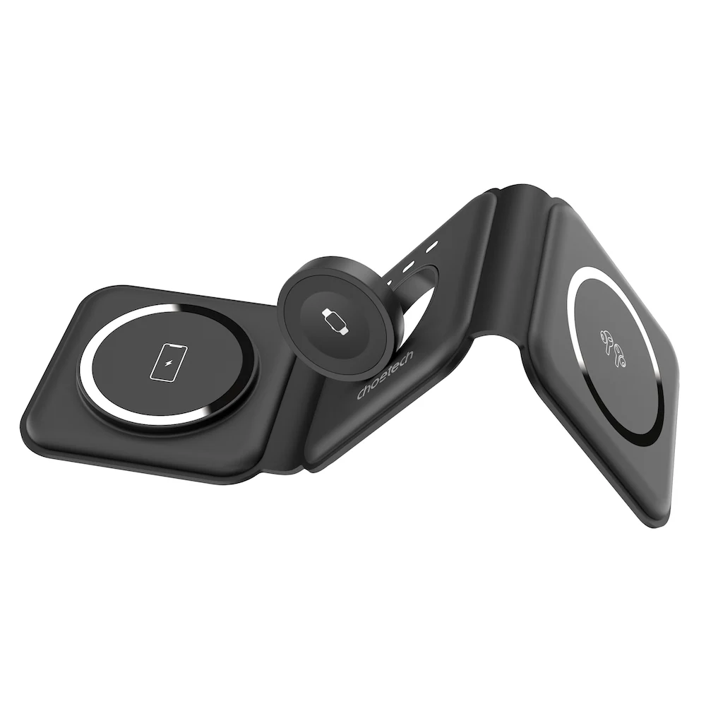 Choetech 3-in-1 Foldable and Portable Magnetic Wireless Charger - Black - Image 12